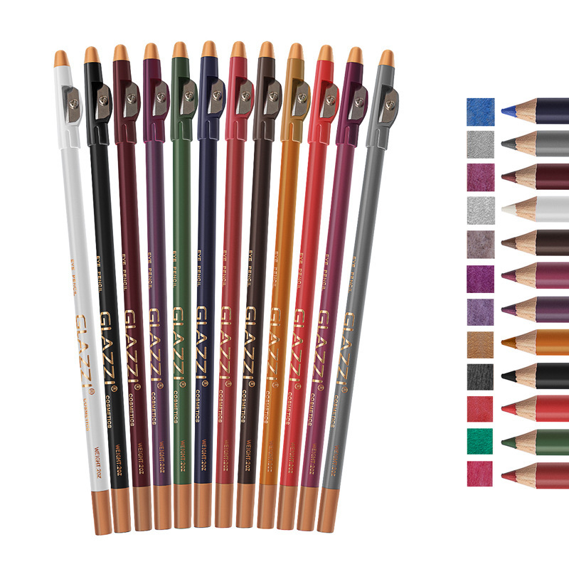 Nuevo 12-color ceja lápiz traje de color mezclado a juego Comercio exterior labio liner pluma fácil de color impermeable ceja lápiz maquillaje al por mayor