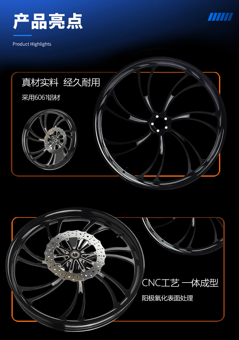 Harley Motorcycle Modification 30inch Rims Are Suitable for Road King, Dyna, and Glide Models from 2008 to 2025, Forged Aluminum Rims