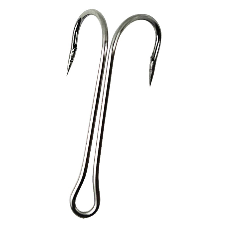 Double Hook with Barbs, Double Hook for Sea Fishing, Double-Line Frog Hook, Chicken Claw Hook Fishing Tackle