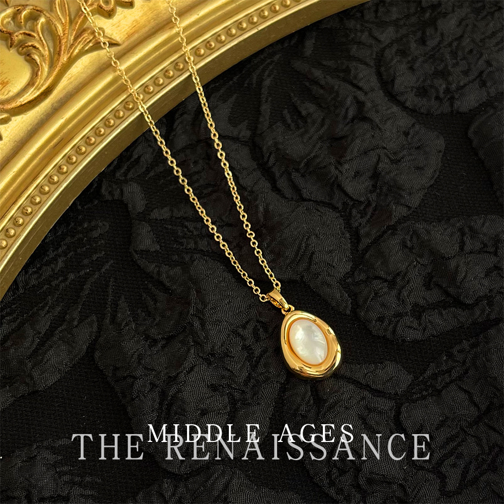 Vintage water drop light antique style real shell necklace electroplated with 18K real gold