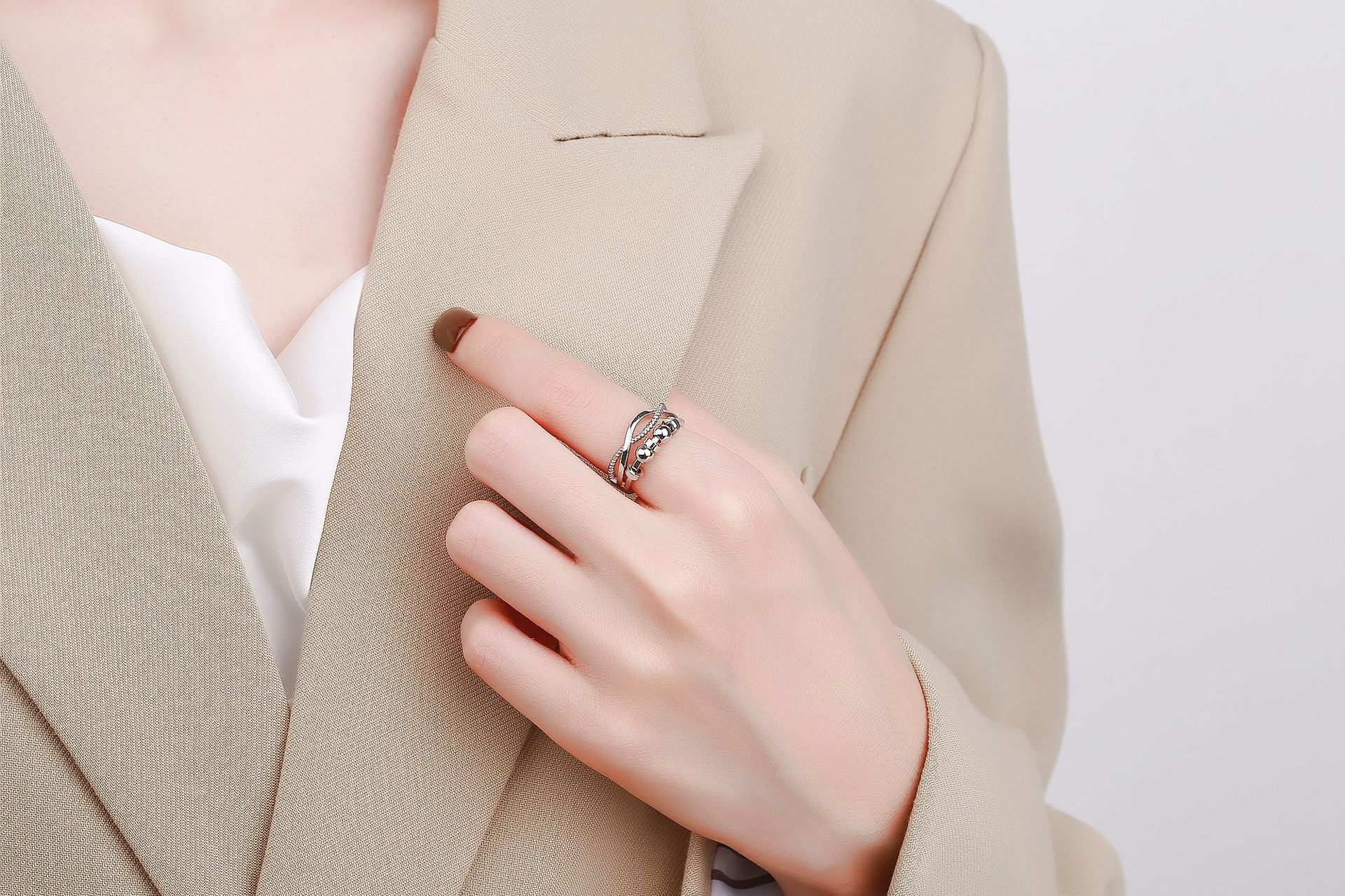 Simple Style Circle Copper Beaded Plating Open Ring 1 Piece