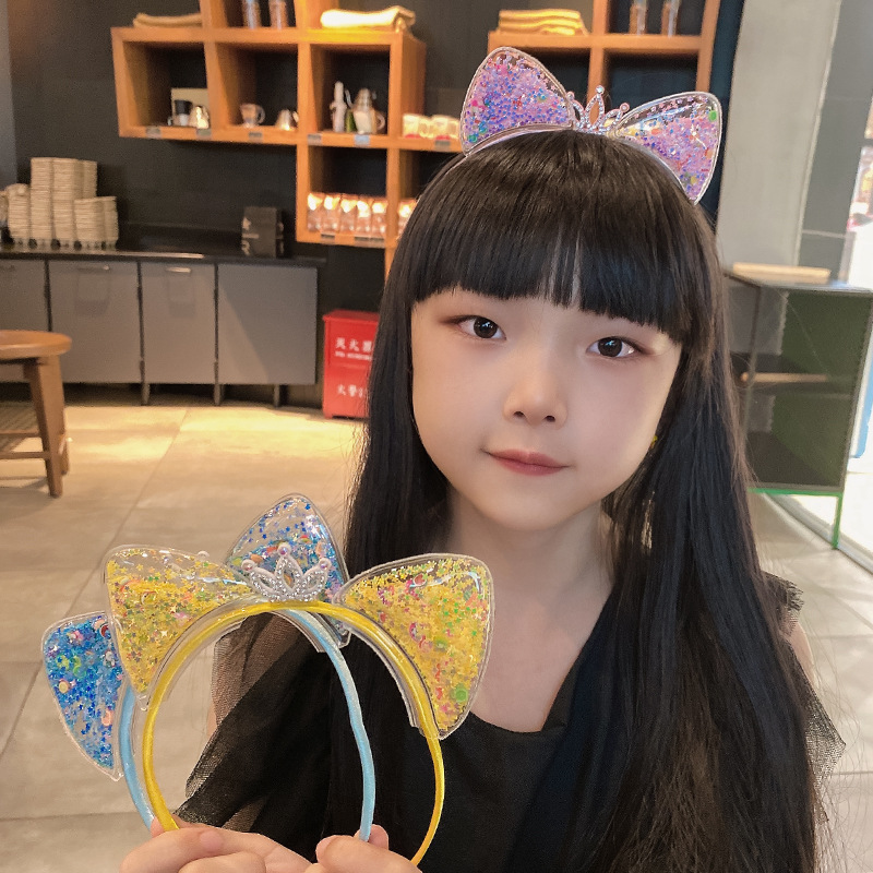Korean version of the cute cat ear hair band female net red dragonfly crown pressure hair children's headband Korean princess hair decoration fairy