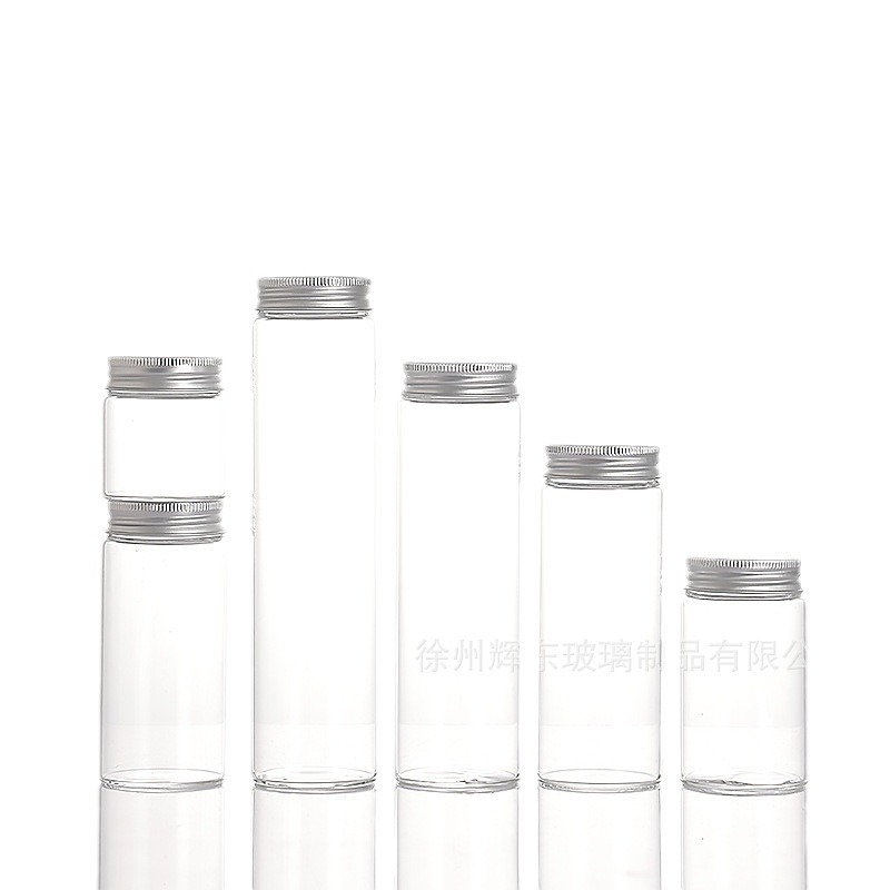 alto diámetro de botella de reactivo de borosilicato de 47 mm botella de tubo de aluminio de plata tapa de tornillo botella de deseo transparente botella de bordado tapa flotante botella