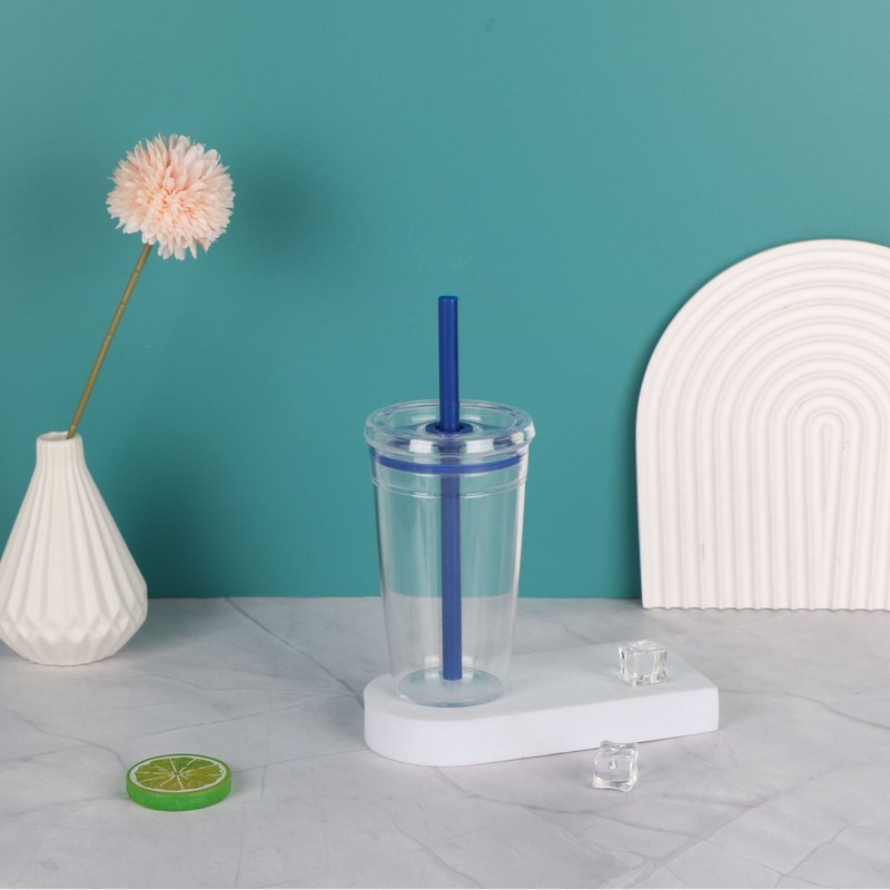 クロスボーダー 15 オンスプラスチックカップポータブル単層透明プラスチックカップストローカップマルチカラーコーヒーカップミルクティーカップ|undefined