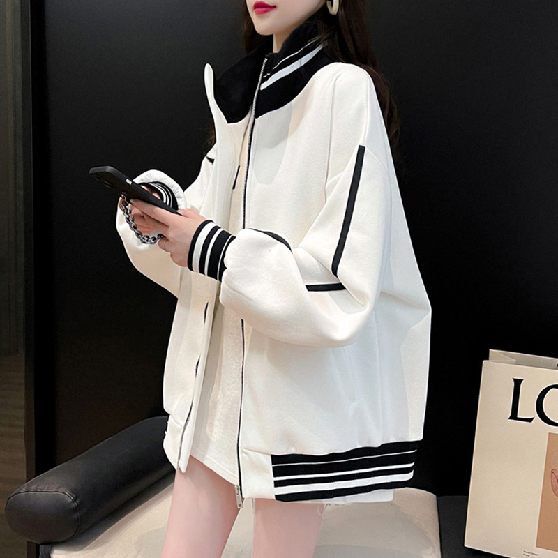 Sweatshirt, jacket with zipper, plus size, Korean style, oversize
