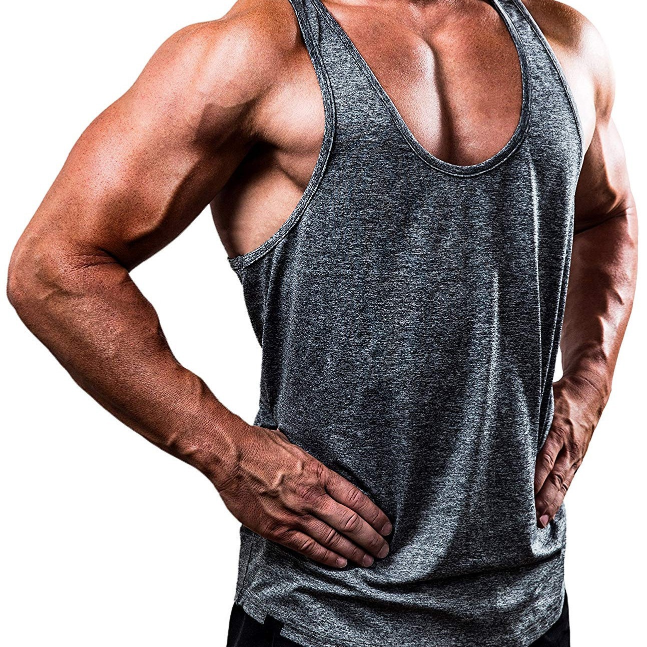 Men's Quick-Dry V-Neck Athletic Tank Top, Moisture-Wicking Workout Sleeveless Shirt For Gym Running Training_voghion.com