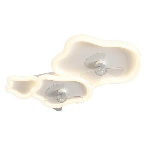 French Cream Trendy Drum Chandelier for Living Room, Modern Smart Bedroom Ceiling Lamp with Creative Fan Lamp for Restaurant