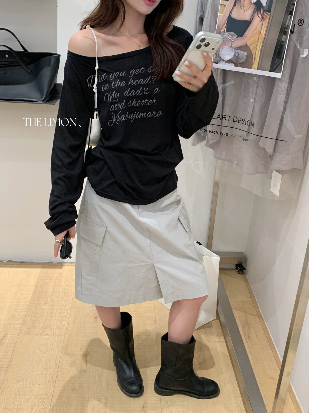 Áo thun nữ tay dài cổ tròn in chữ, phong cách Hàn Quốc, chất liệu cotton thoáng mát — màu đen, màu trắng, màu xám, màu vàng chi tiết 68