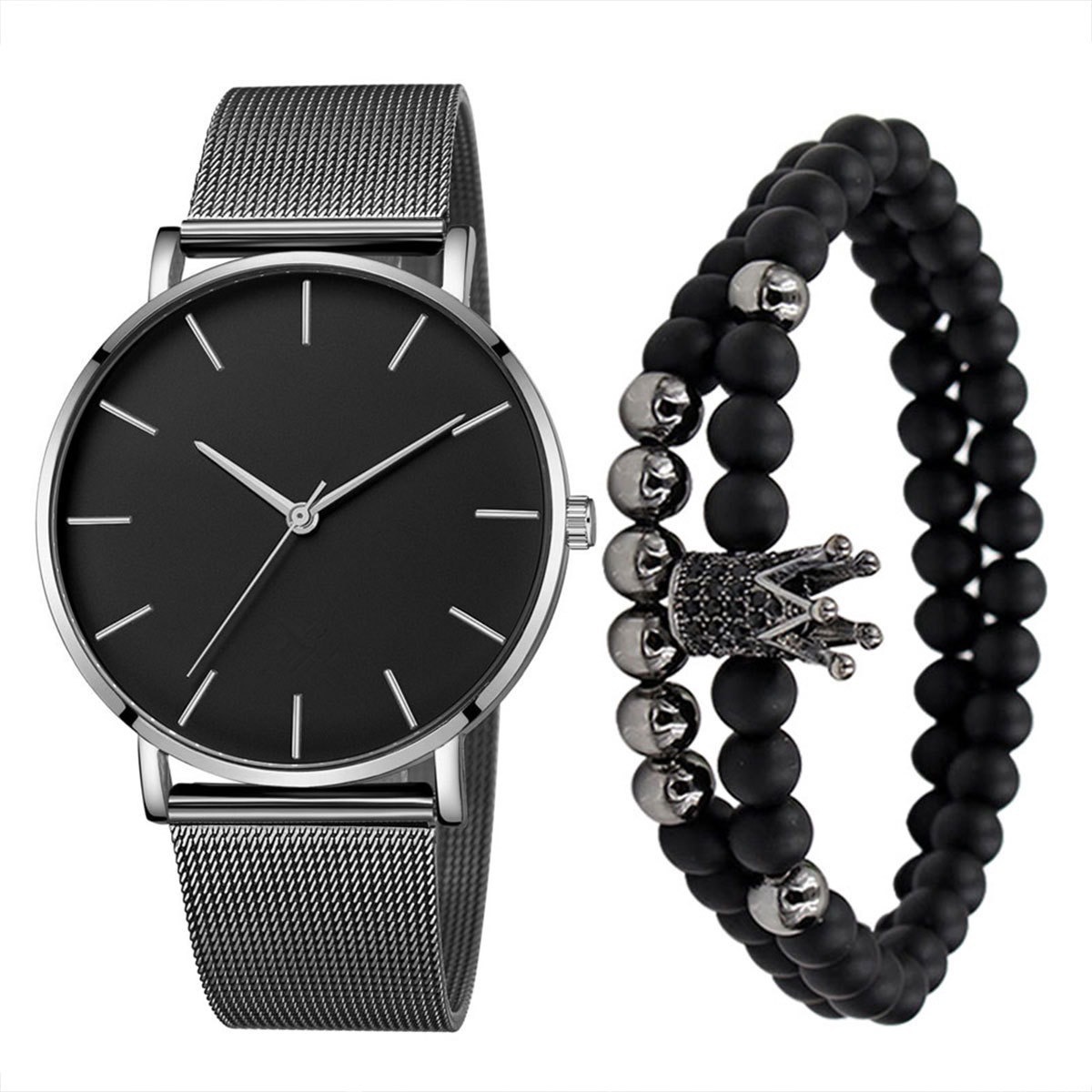 vendita calda stile coreano semplice moda orologio da uomo orologio da uomo cintura in maglia cintura in acciaio orologio al quarzo_voghion.com