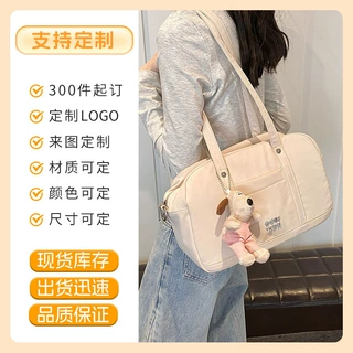 休闲大容量尼龙布包包女定制新款时尚通勤单肩保龄球包手提托特包