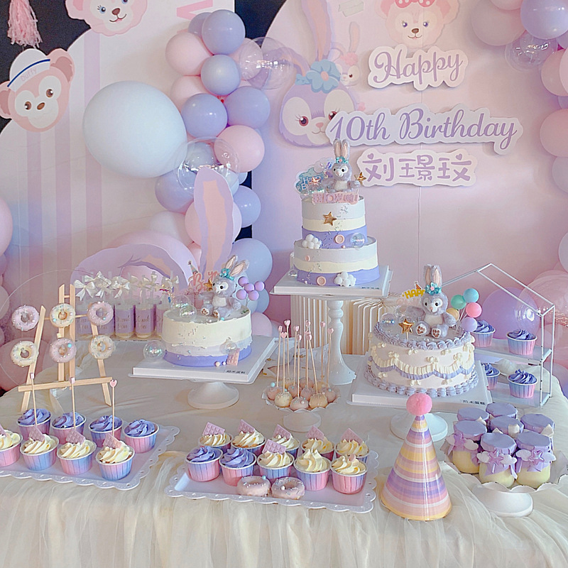Rabbit Dessert Table Cake Decoration Ballet Rabbit Plug-in Purple…