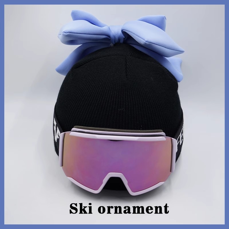Ski Hat Helmet Cover Cute Creative Light Blue Double Layer Bow