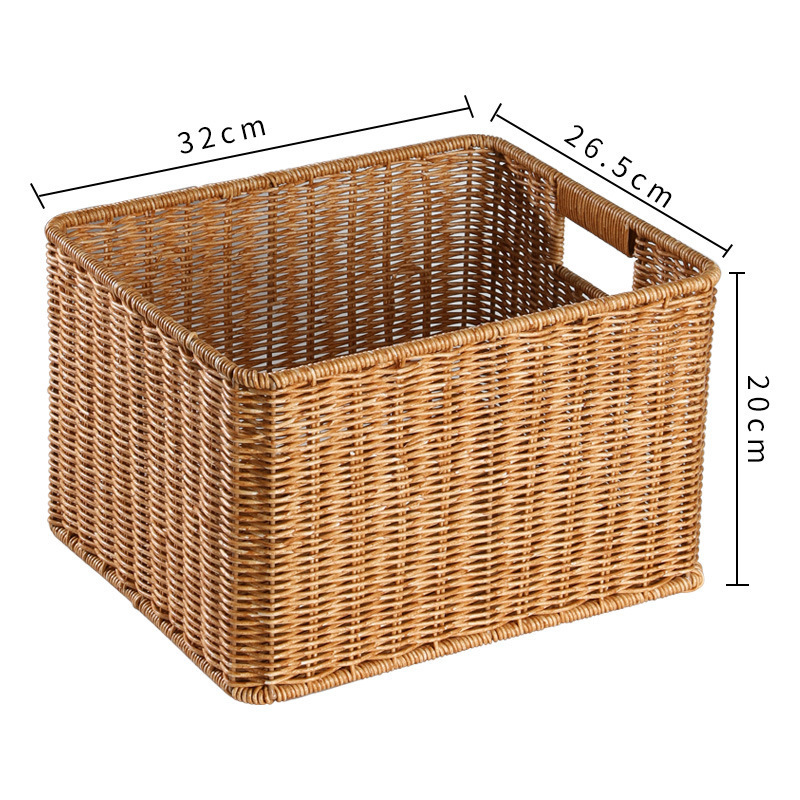 Cesta de almacenamiento de tela de caña imitación ropa sucia juguetes bocadillos cesta de almacenamiento de artículos de bambú tejido casero sala de estar gabinete de televisión escritorio completo