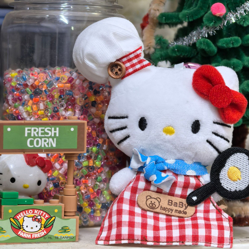 黑色草帽kitty帽宝宝挂件爱心扣公仔玩偶可爱赫本风挂饰钥匙扣|undefined