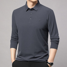 男士T恤专柜秋冬羊绒商务休闲百搭纯色时尚长袖简约男装上衣批发