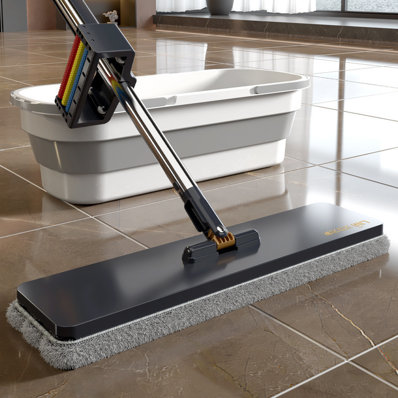 Hand-free Flat Mop Household Wooden Floor One-tow Artifact Lazy Mop Dry and Wet Dual-use Mop Brings Vibrating Tail