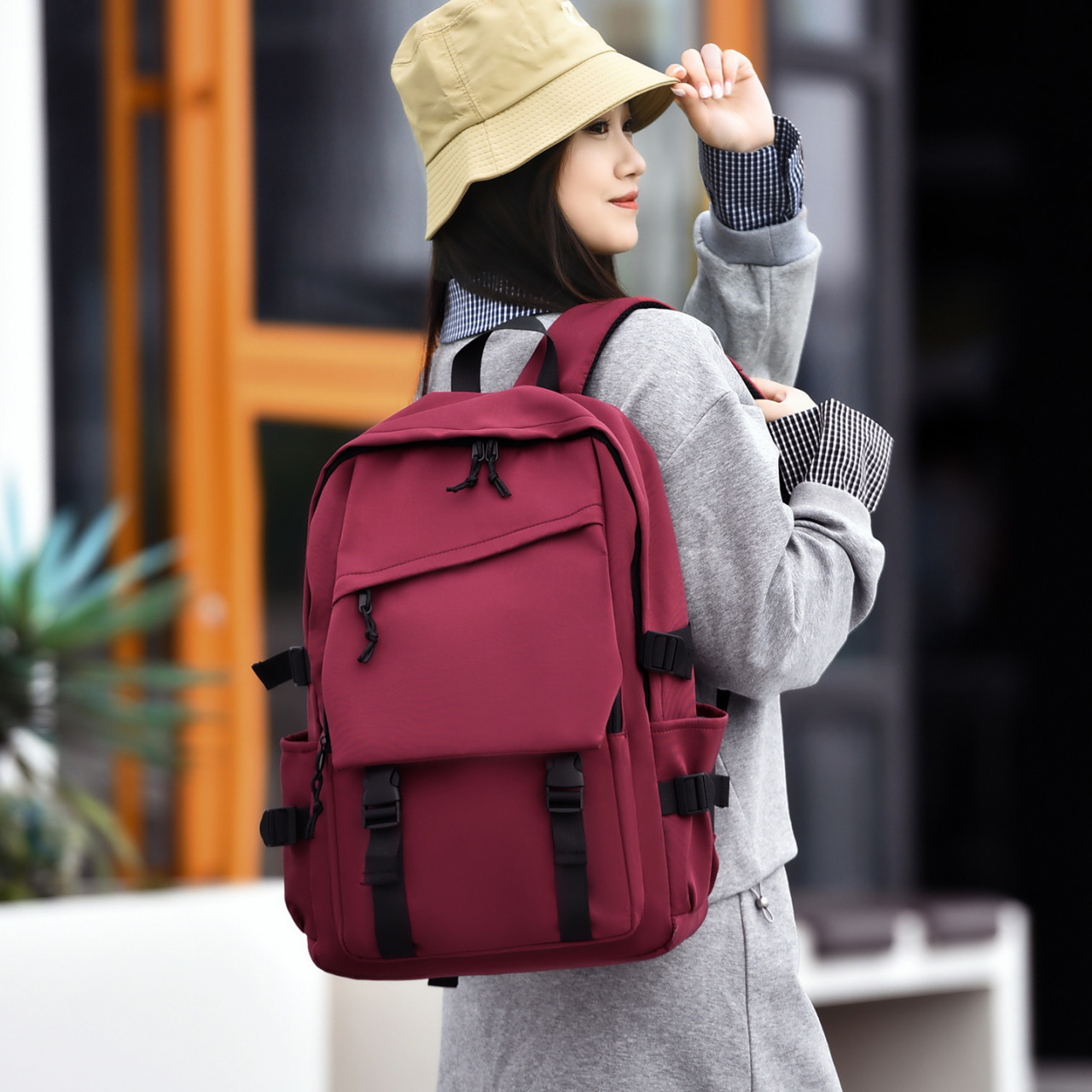 Ins Hong Kong Style School Bag Korean Version Japanese Style High School College Student Backpack Junior High School Student Versatile Flip-Top Large Capacity Backpack