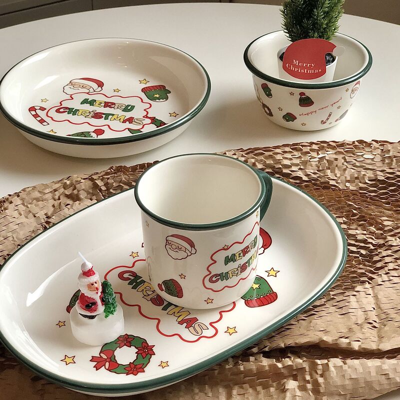 Designer Joint Creative Christmas Dinner Plate Set Ceramic Tableware Plate Household Dish Plate Rice Bowl Mug