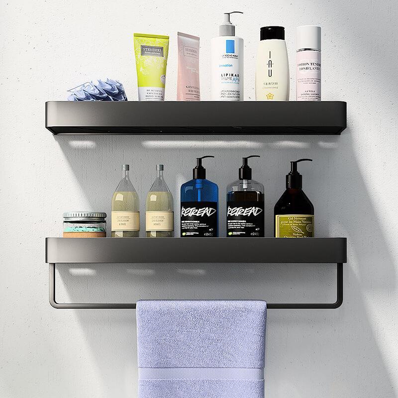 Bathroom Shelf with Perforated Installation, Wall-Mounted Suction Cup, Traceless Toilet Towel and Toiletries Storage Rack