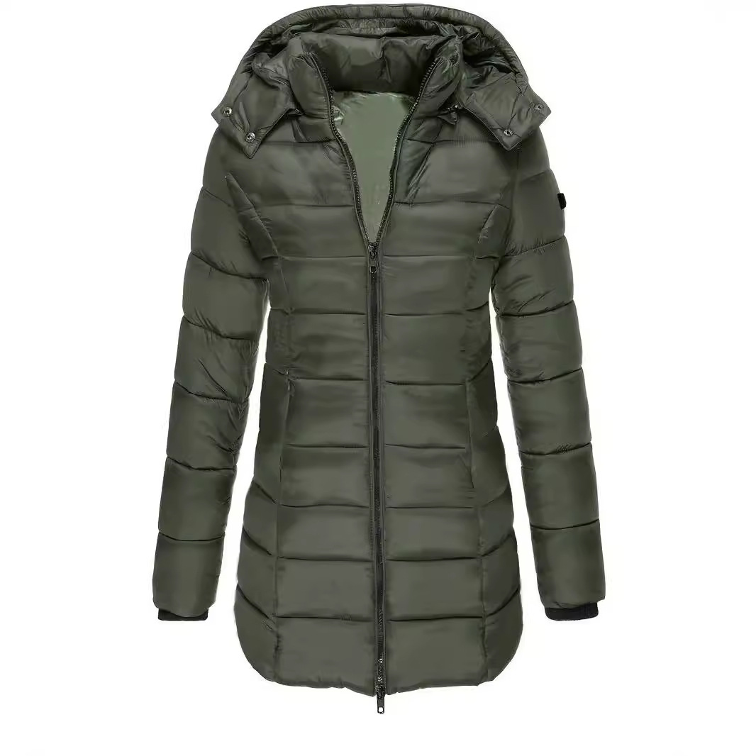 Women's Clothing round winter cotton coat women's mid length slim cotton jacket warm down cotton coat_voghion.com