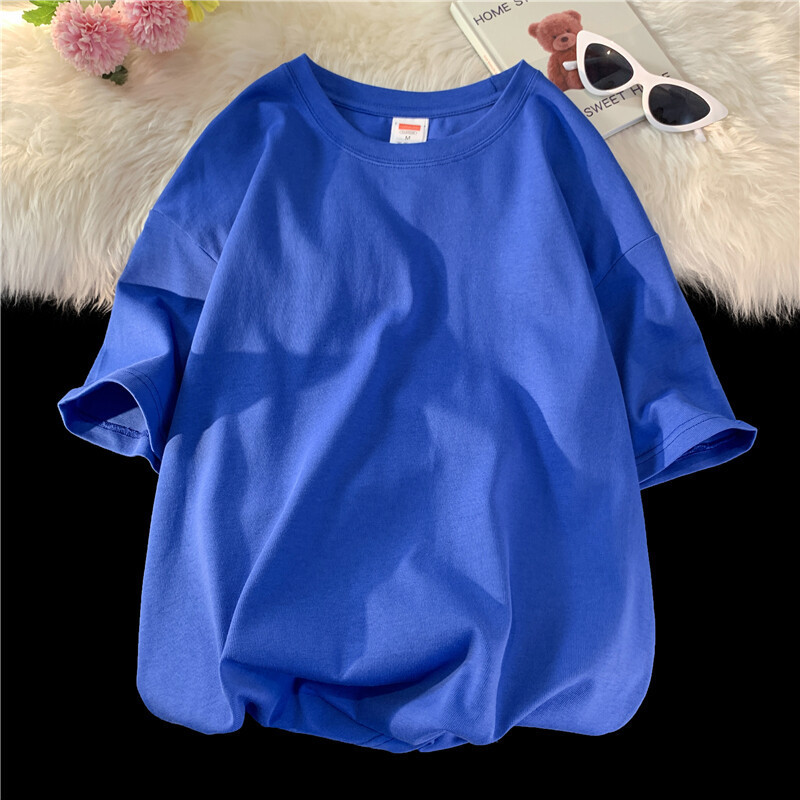 220グラムの重いポンドの純綿の夏の半袖のtシャツの男性のゆったりしている紳士服のtシャツの半袖の純色の底のシャツは二開することができます。|undefined