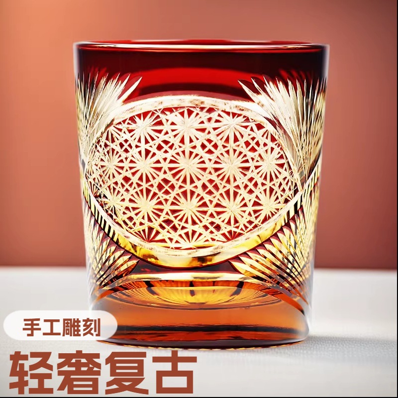 Vaso de whisky de cristal estilo japonés Edo Kiriko, vaso de licor, regalo de lujo, vaso de cristal, fuente de suministro para transmisiones en vivo image 3