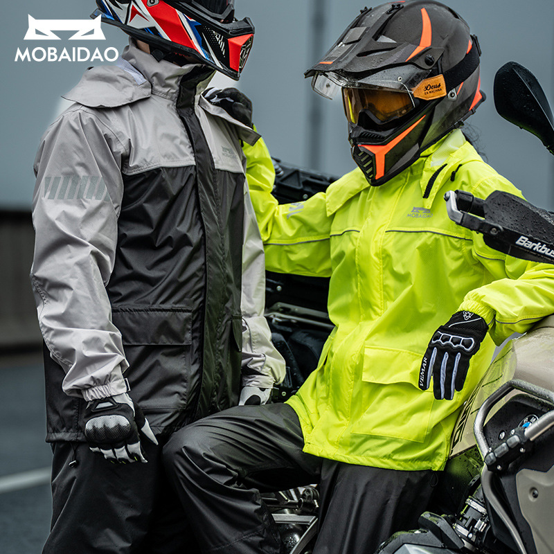 Motorcycle Raincoat Rainproof Set, Two Piece Waterproof Rainsuit, Riding Gear, Unisex_voghion.com