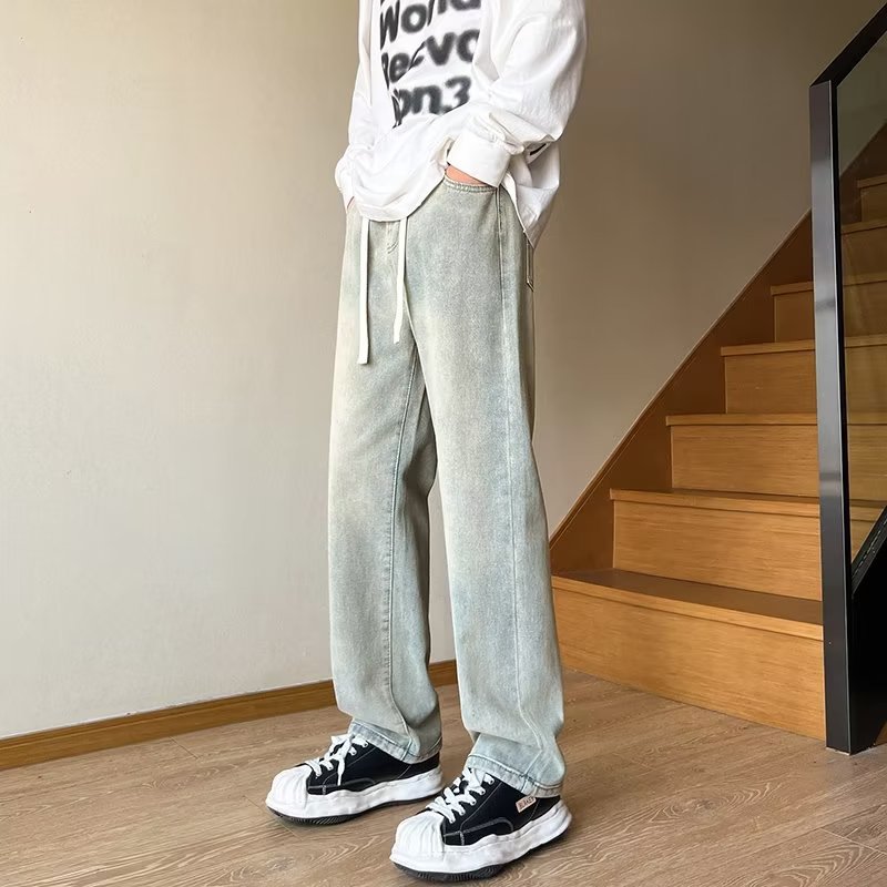 Marca de moda 2024 primavera y otoño nuevos jeans para hombres pantalones casuales rectos sueltos para hombres pantalones de talla grande para hombres