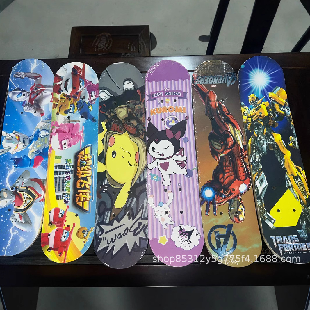 60cm skateboard double rocker cartoon new durable skateboard children's four-wheel skateboard entry slip gift toy