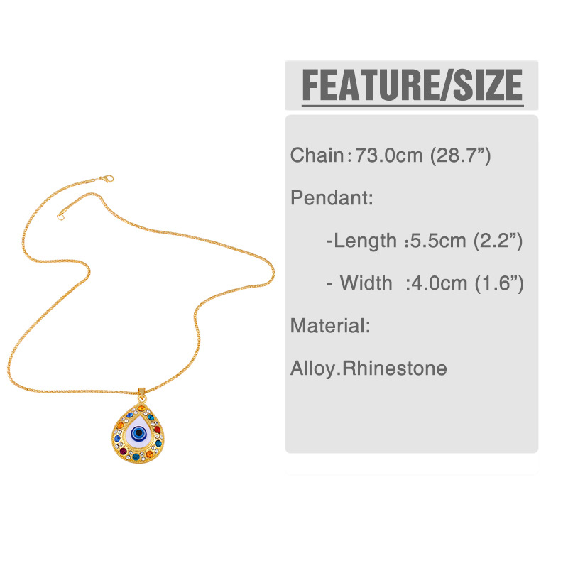 Fashion Alloy Turkey Blue Eyes Diamond Necklace display picture 2