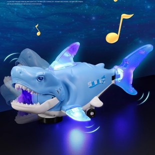 Cross-Border New Product Electric Universal Swinging Shark Colorful Music Light Artificial Animal Shark Kidsren's Toy
