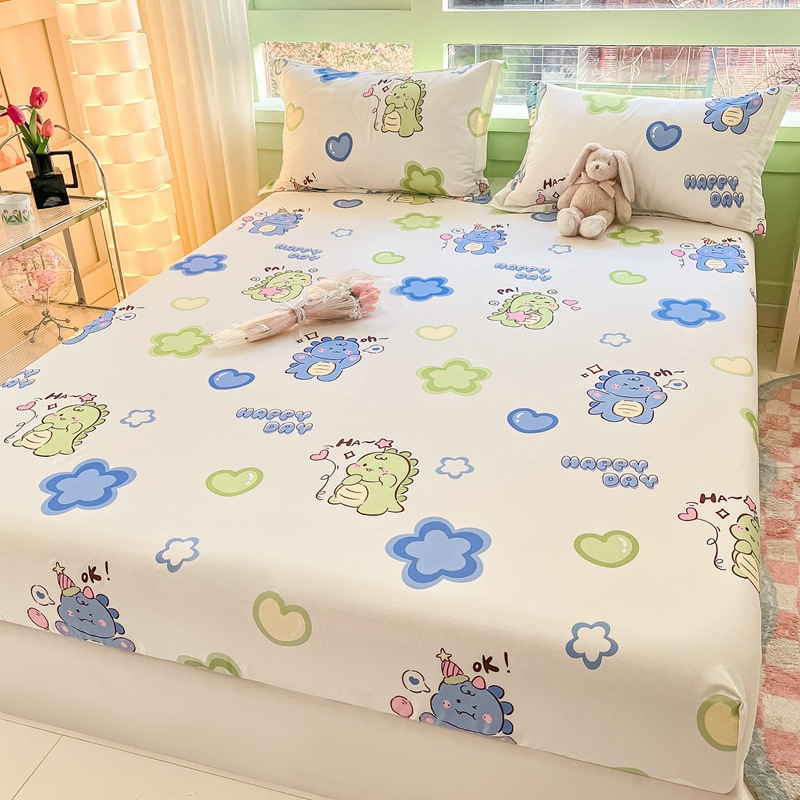 Sombrilla de cama de algodón pieza individual 100 algodón dormitorio de estudiantes colchón individual funda protectora funda de cama funda de almohada juego de tres piezas 2