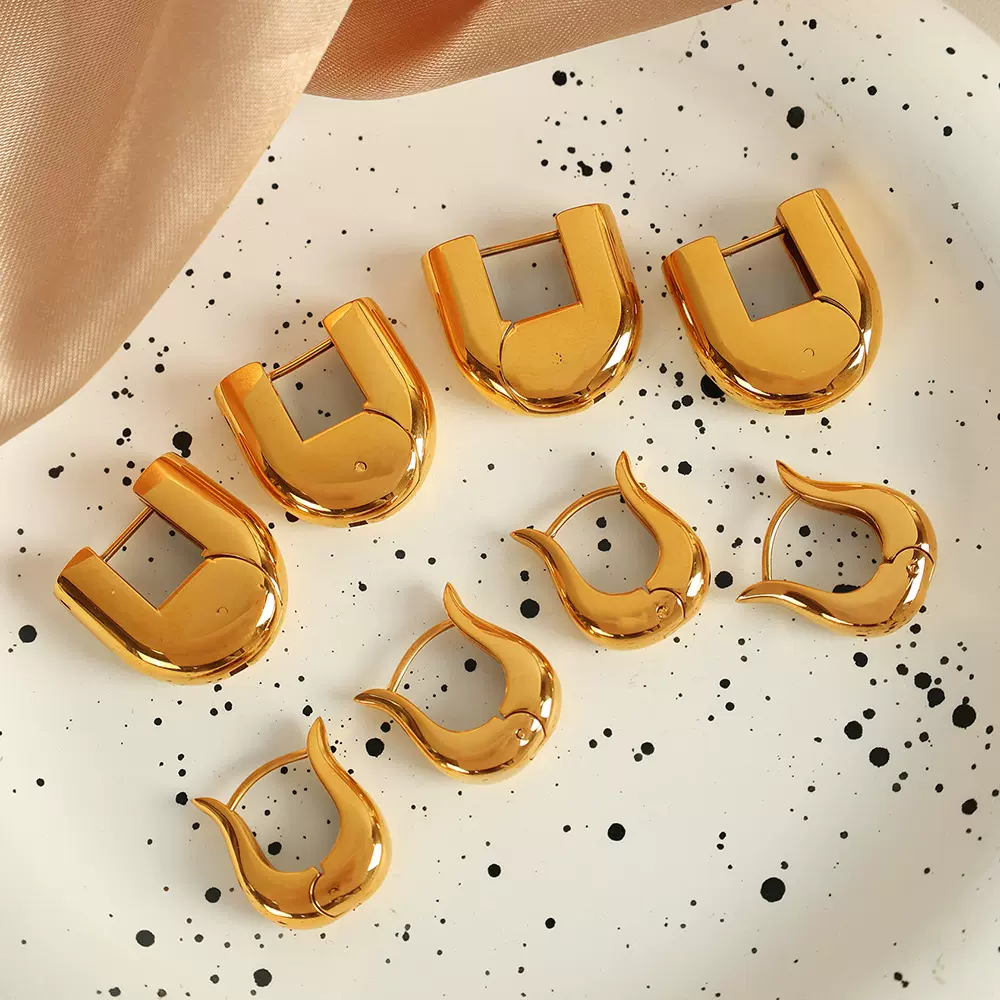 时尚不规则U形耳扣设计感小众耳饰气质复古优雅法式百搭耳圈耳钉
