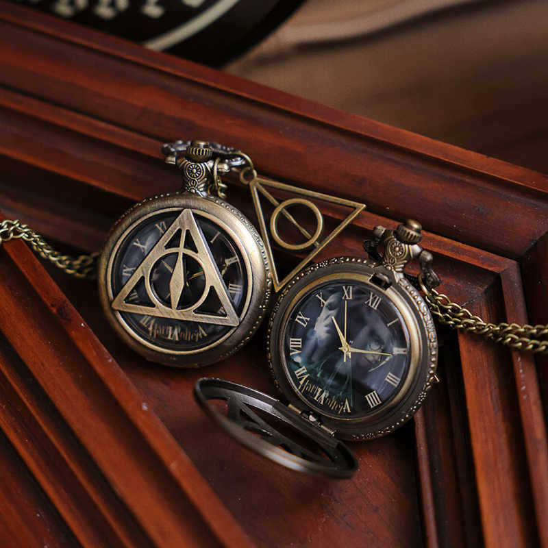Harry Potter nuevo reloj de arena tallado con tapa flip hueco relojes de bolsillo relojes de collar relojes de estudiantes hombres y mujeres image 5