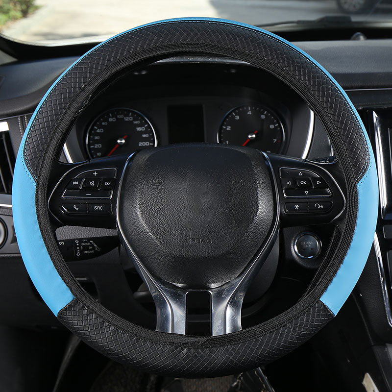 Car Steering Wheel Cover, Elastic, No Inner Ring, Leather, Suitable for All Seasons, Cross-Border Popular Model, Handle Cover Wholesale, Dropshipping, with Label