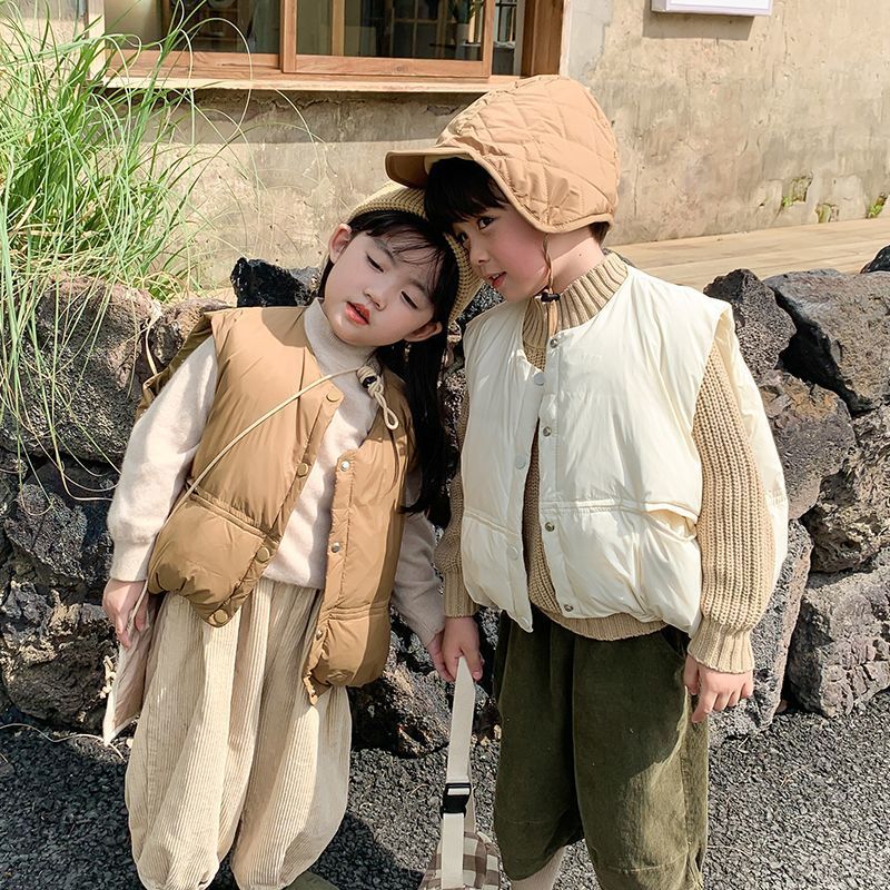 儿童中小童羽绒马甲面包服加厚秋冬韩版男女童宝宝坎肩马夹乌龟壳