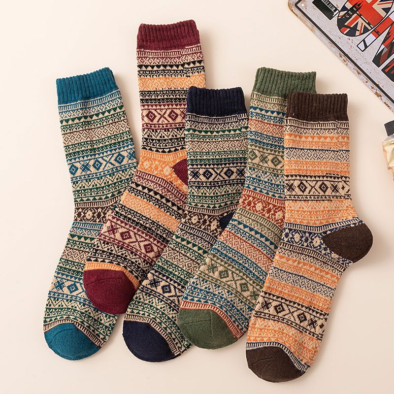 10 pairs of socks men's autumn and winter men's socks ethnic style stockings vintage American style work socks Ami khaki socks