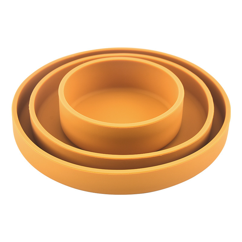 Placa de silicona comida complementaria bebé silicona resistente a la caída de los niños Placa de tazón placa engrosada Placa de almacenamiento vajilla hervida al por mayor