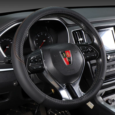 no inner ring, Steering wheel cover - embossed-black-orange-line-cross-border-high-quality-inner-ring