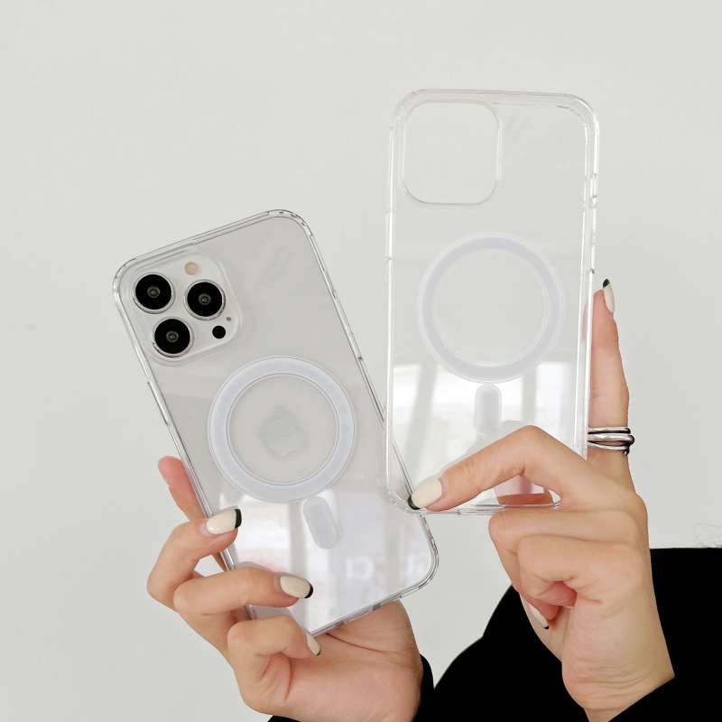 Funda para teléfono móvil magnética transparente Apple 16promax Samsung S25 acrílico 15pro todo incluido 13 funda protectora