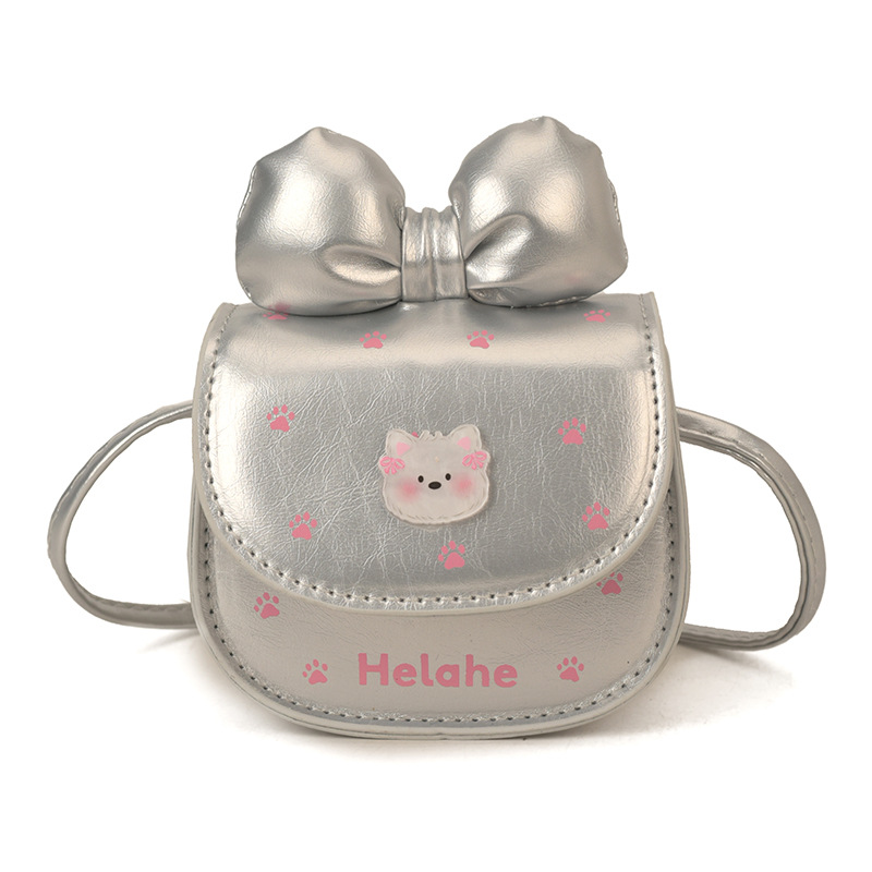 Bolsas para niños coreanas, arco de arco, bolsas de hombro para niñas, dibujos animados, lindos perros, mini bolsas de cambio.