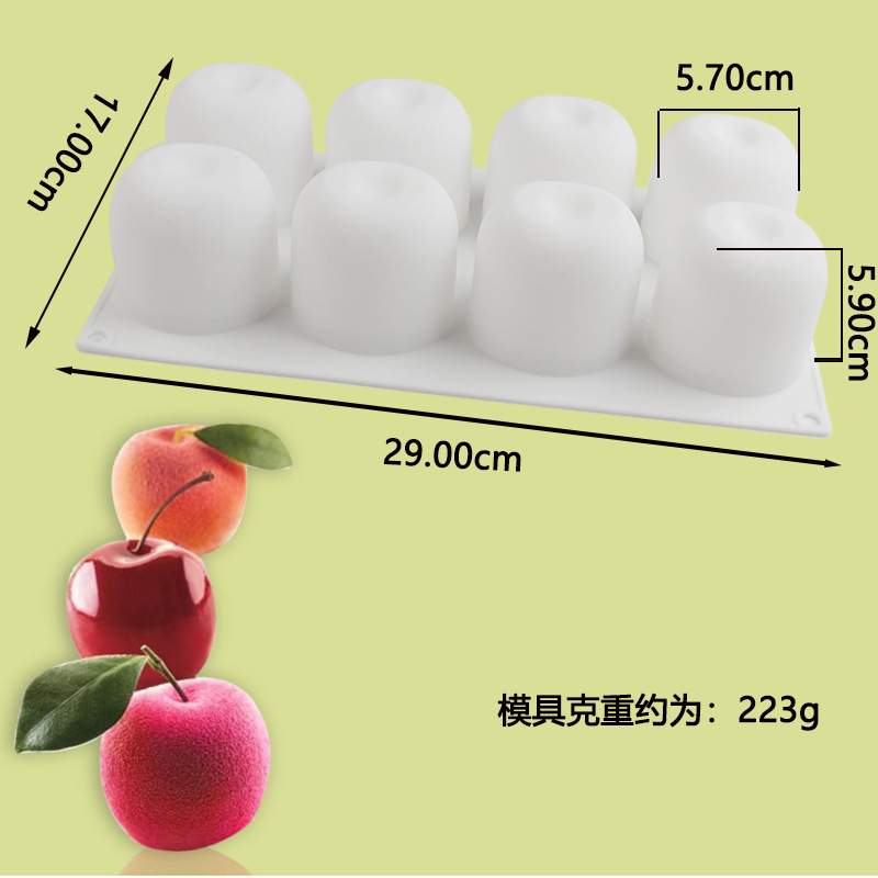 8 molde de pastel de mousse de silicona de manzana DIY molde de pastel de postres de frutas francesas molde de navidad
