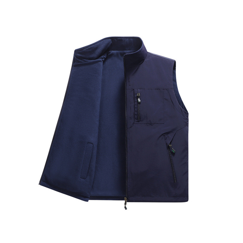 Invierno nuevo estilo al aire libre más chaleco de doble cara de terciopelo para hombres con múltiples bolsillos chaleco suelto de tamaño grande para jóvenes y de mediana edad
