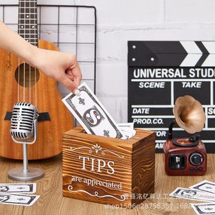 Factory Wooden Tip Box Tip Storage Box Bar Restaurant Tip Collection Box Suggestion Box Donation Storage Box