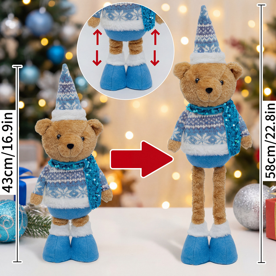 Muñeco Telescópico Navideño de Tela Decorativo para Navidad