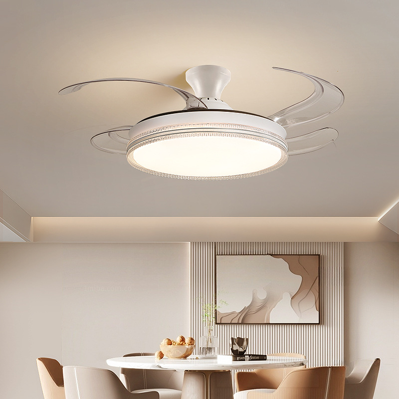 lámpara de ventilador de techo de comedor invisible lámpara de ventilador moderna y simple nuevo inversor de frecuencia inteligente de control remoto de voz lámpara de ventilador de techo de dormitorio