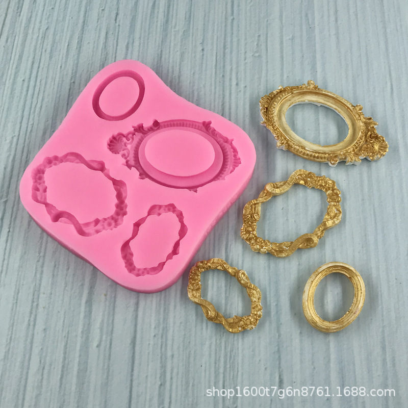 Cross-Border Supply Wholesale Frame Mirror Cake Mold Fondant Frame Film Food Grade Silicone Baking Tools