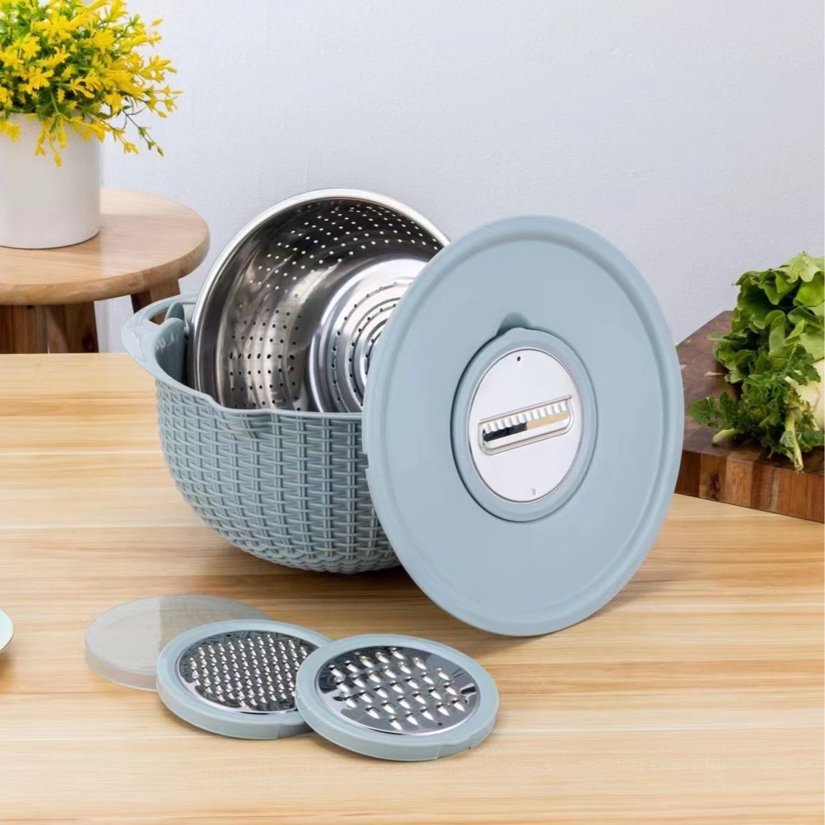 Direct from the Manufacturer: Kitchen Draining Basket for Washing Rice, Vegetables, and Fruits; Fruit Tray; Vegetable Washing Basket with Grater