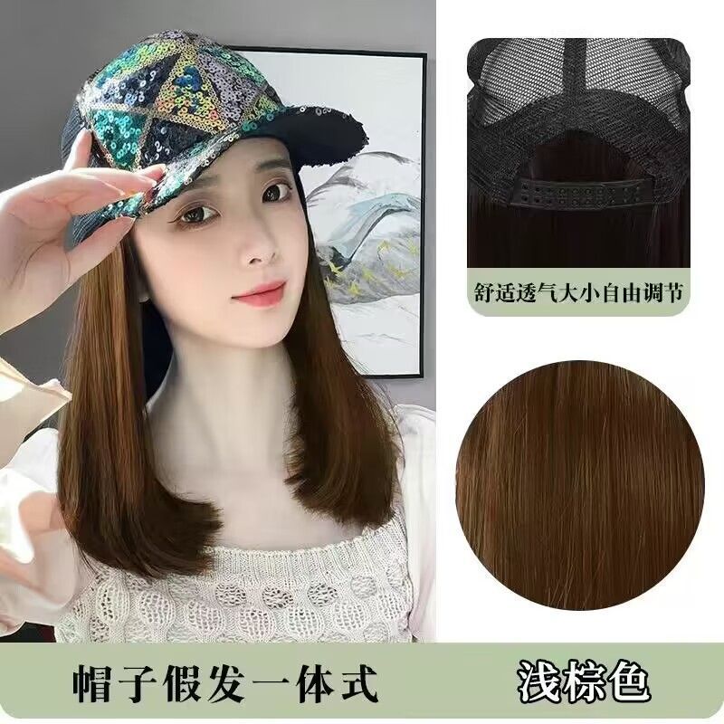 Peluca sombrero integrado TikTok caliente pelo corto hebilla interior imitación pelo humano completo gorra de béisbol moda transpirable cubierta de cabeza completa