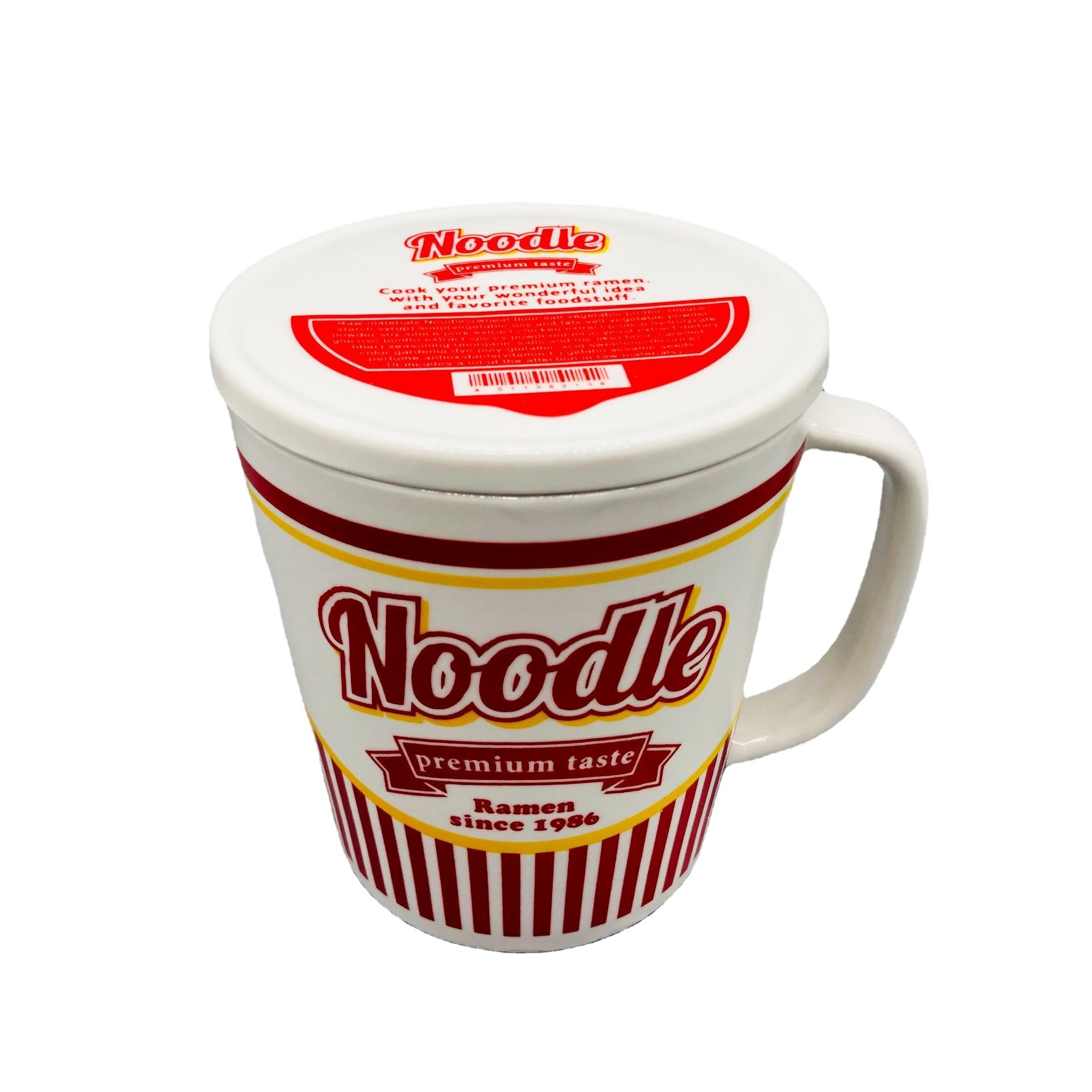 Japonés creativo sabor mixto taza de fideos instantáneos forma Taza de cerámica con tapa subred taza de agua roja fideos instantáneos